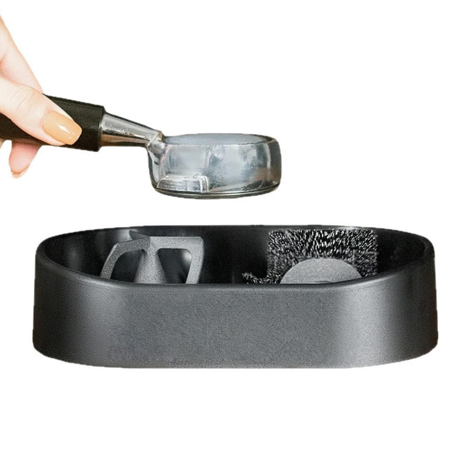 Kit de limpieza de portafiltro de café, limpiador eléctrico automático con recogedor de tierra y cepillo, ideal para el hogar, cocina, oficina