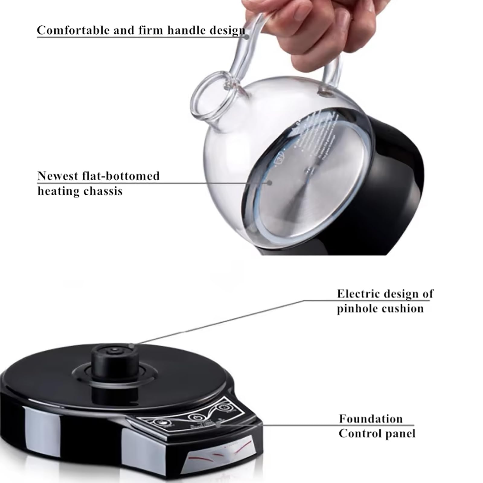 Cafetera De Sifón De Vidrio Al Vacío De 1 a 3 Tazas, Cafetera De Sifón De Sobremesa con Chasis Calefactor De Acero Inoxidable, Potencia Ajustable De 200 a 500 W Y Temporizador Automático
