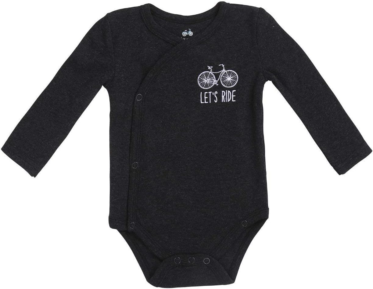 Asher and Olivia Baby Boy's 3-Pack Long-Sleeve Kimono Bodysuit Set: Side Snap Infant Clothes Bundle - Image 2