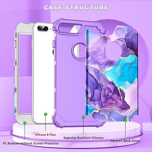 Miniatura 6 de Funda para iPhone 8 Plus7 Plus, tres capas, resistente, a prueba de golpes, de plástico duro, goma de silicona suave, funda protectora para iPhone 8