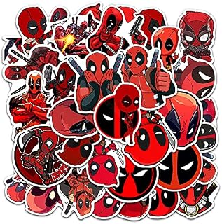35 Pcs Deadpool Stickers for Kids, Superhero Stickers for Water Bottle, Laptop, Skateboard Vinyl Stickers, Waterproof, Trendy Stickers for Teens, Non-repetitive Appliques,Difficult to Fade