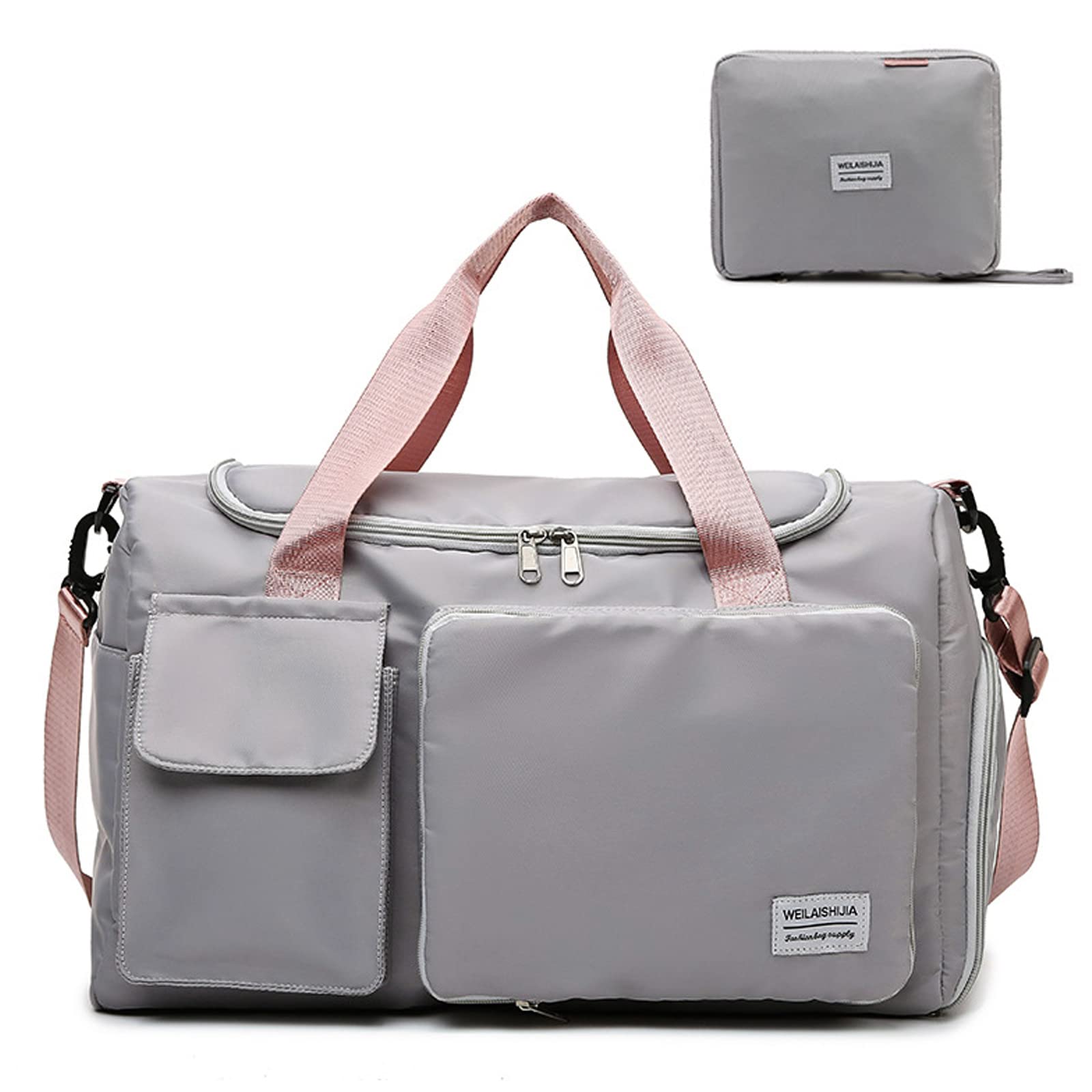 Travel Bag, Large Capacity Folding Travel Bag, Sports Gym Bag with Wet Pocket & Shoes Compartment, Foldable Travel Duffel Bag, Weekender Overnight Bag