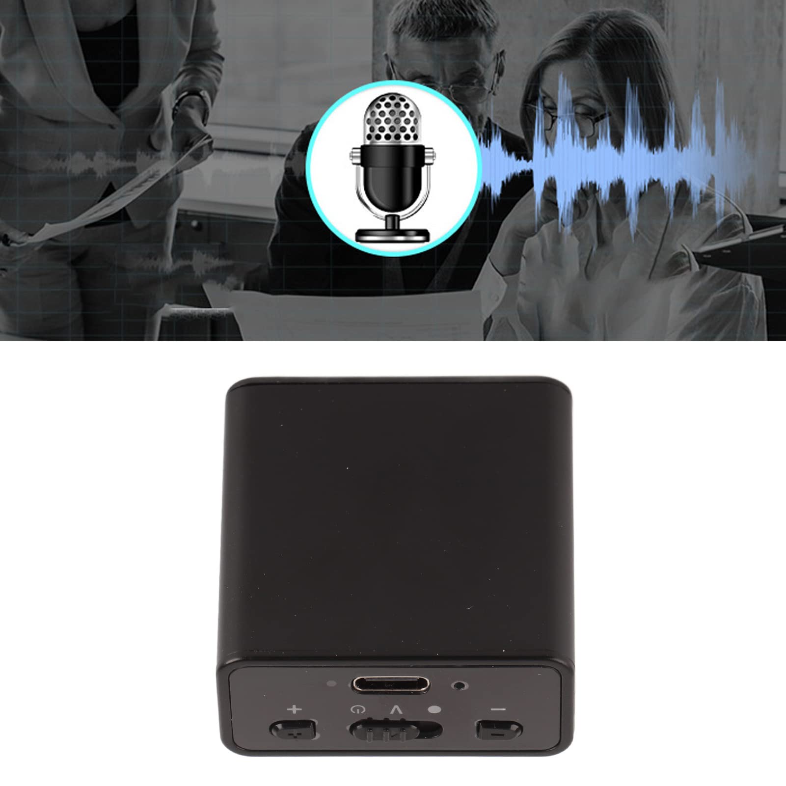 Dyktafon Cyfrowy, Profesjonalne Urządzenie do Nagrywania Dźwięku Adsorpcja Magnetyczna HD Smart Voice Aktywowany Rejestrator z baterią 110mAh o Dużej Pojemności do nagrań Bez (Neutralny angielski 32 GB)