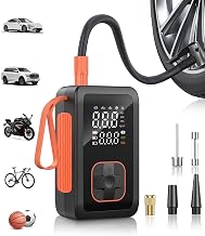 Compresor de aire portátil para inflar neumáticos, bomba de aire inalámbrica de 150 PSI con enchufe para encendedor de cigarrillos, compresor de aire con manómetro digital para auto, motocicleta, bicicleta, pelotas (negro)