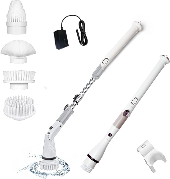 Electric Spin Scrubber, Cordless and Portable Power Scrubber Kit with Replaceable Brush Heads Cleaning Brush for Cleaning Tile, Sink, Window, Floor, Tub, Car