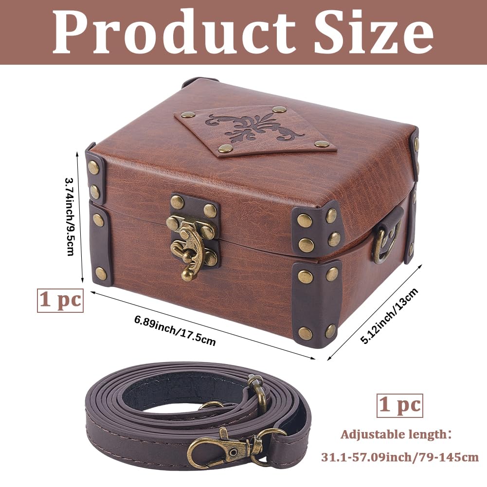 Coffret D'Alchimie Médiéval en Cuir PU avec 12 fiole de Potion en Liège Sac Bandoulière Portable Porte Dés pour Bijoux et Jeux de Rôle (D&D) Sac Banane pour Homme et Femme Costume