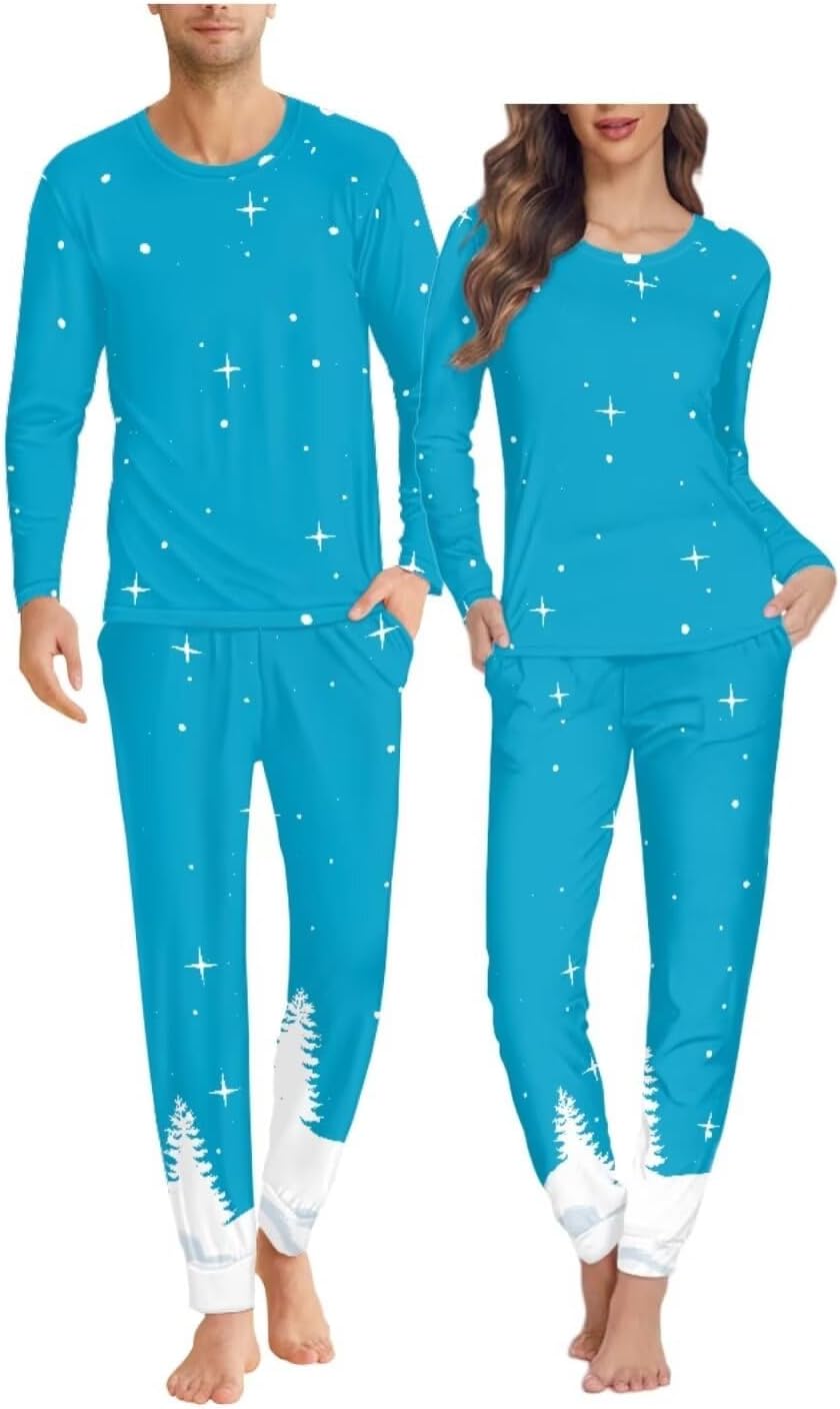 Matching Xmas Pajamas for couples 3D Print Reindeer Pattern Casual Home Wear Leisure Nightwear Soft Winter Pajamas