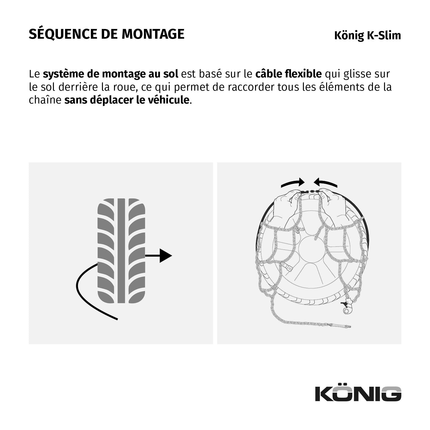 KÖNIG K-Slim 100 - Chaînes à Neige, Set de 2