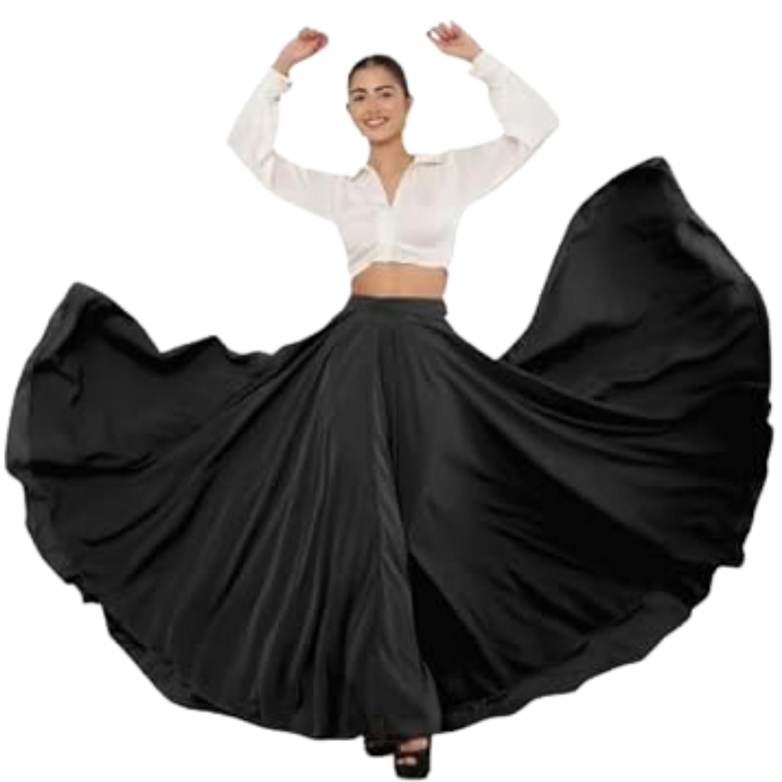 Sponsored Ad - Women's American Crepe Flared A Line Stitched Long Skirt with 12 Mtr Flare 40 in Height | Skirts for Women Long Length | Long Skirts for Girls