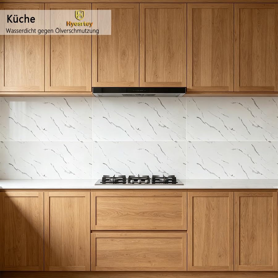 Piastrelle Adesive da Cucina, Bianco 60 x 30 cm | 15 pezzi, Pannelli da parete impermeabili, autoadesivi, per cucina, bagno, soggiorno, piastrelle da parete