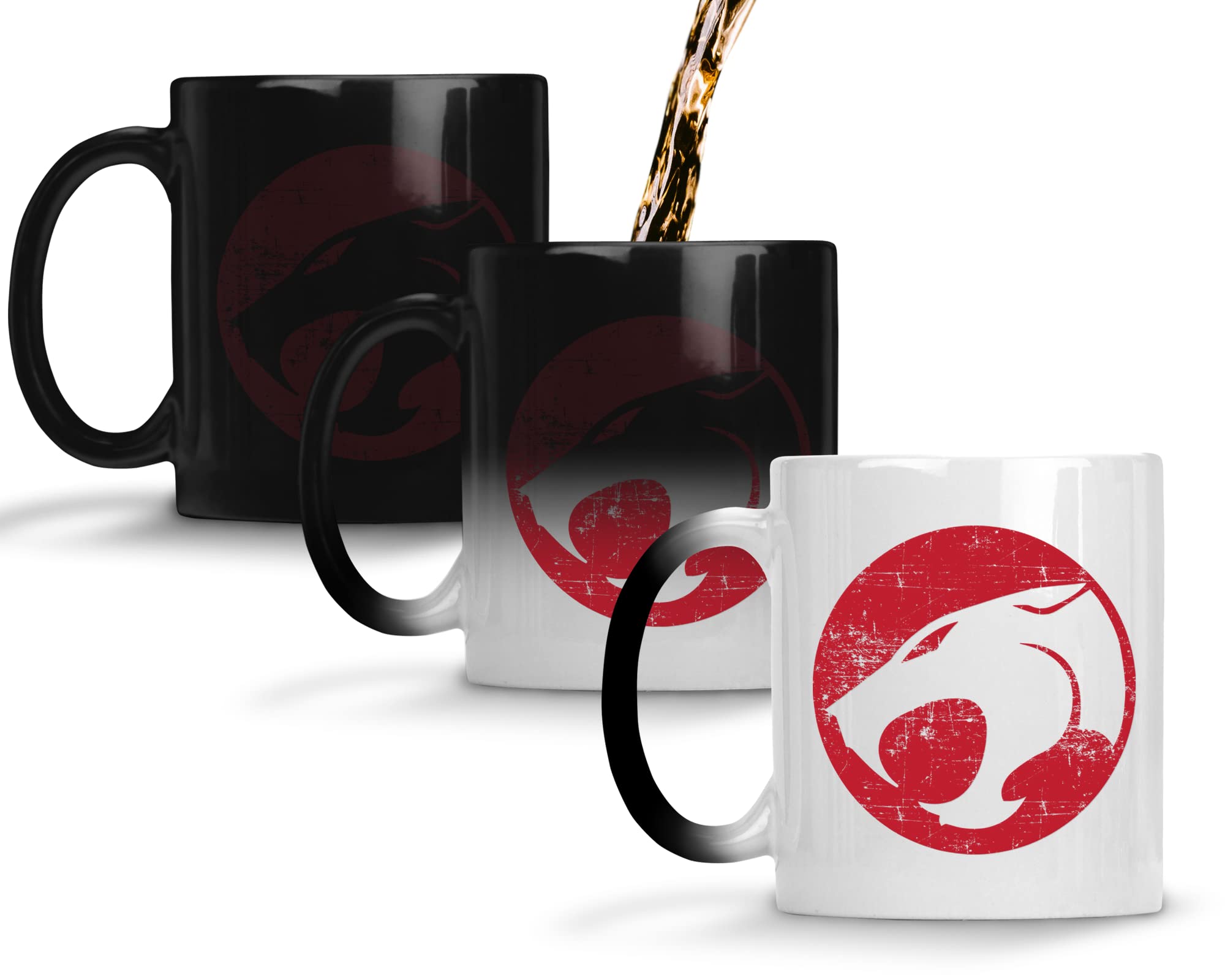 WillowGifts Thunder Space Logo Heat Transition Mug - Symbol 80s Retro Cats Sci-fi Nerdy Geek Cartoon Gift Present Tea Coffee Cup Colour Change 11oz Ceramic Heavy Duty Handle (Colour Change)