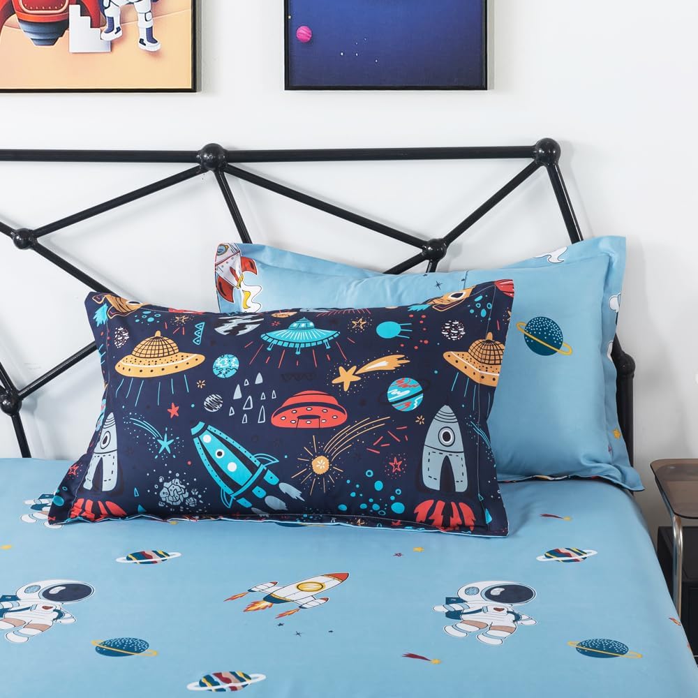 ADASMILE A & S Kids Twin Space Bedding Set 6 Pieces 3D Rocket Planets Comforter for Boys Girls Teens Galaxy Bed in A Bag with Astronaut Sheets and Pillowcases All Season Home Decor - Image 7