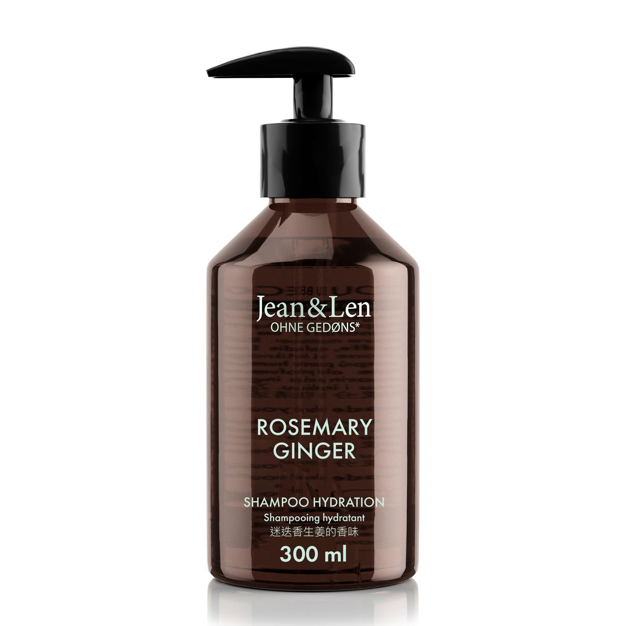 Jean & Len Champú Rosemary & Ginger, para cabello seco y quebradizo, con complejo hidratante, aroma fresco y especiado a romero y jengibre, sin parabenos ni siliconas, 300 ml
