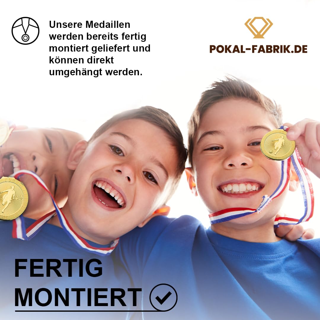 Fußball-Medaillen, Metall, Band nach Wahl | Personalisierter Orden mit optionaler Gravur/Wunschtext, für WM, Turniere, Vereine & Kindergeburtstag