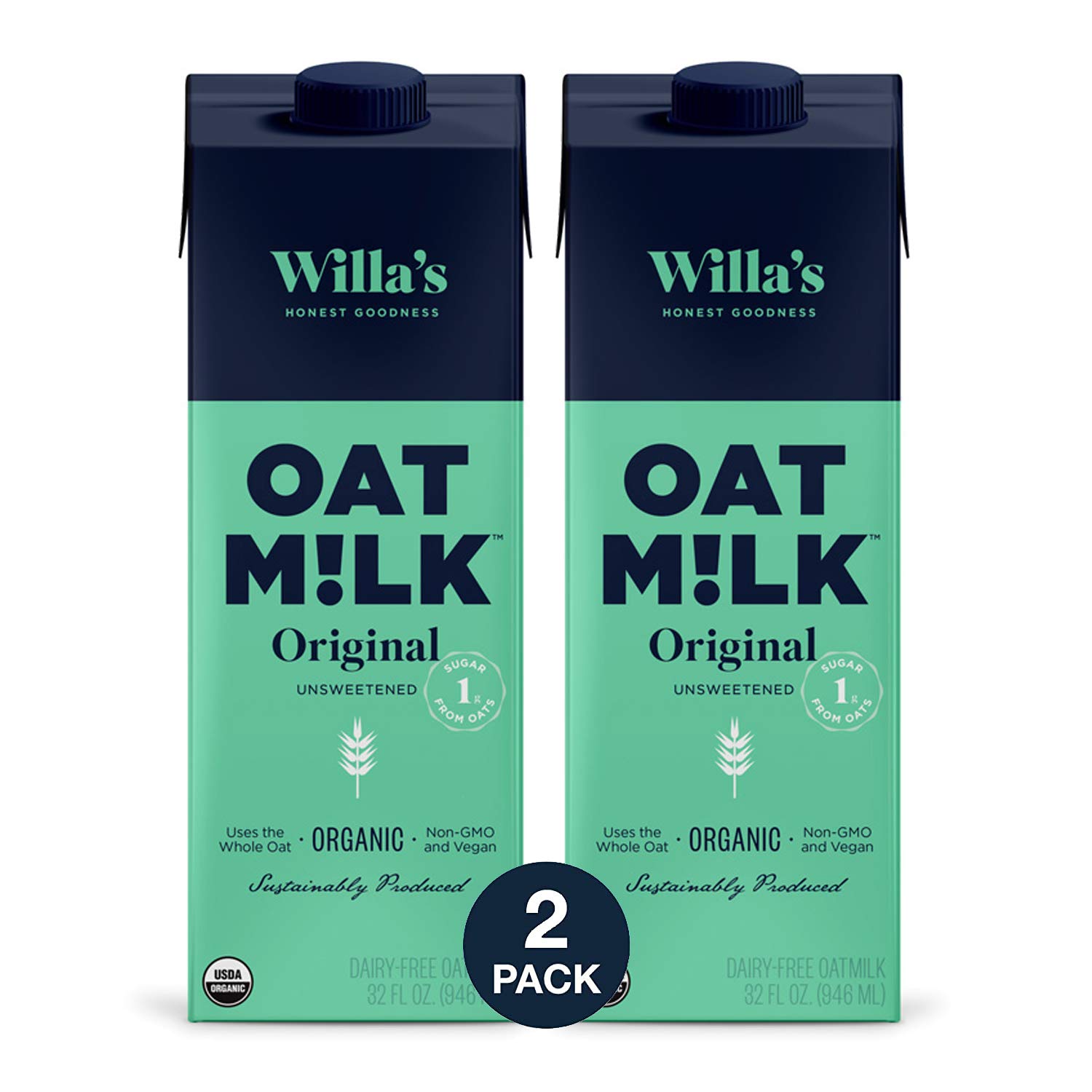 Oat Milk Unsweetened, Organic, Vegan, & Plant Based, Non-Dairy Milk, Low Sugar, Perfect for Coffee, 