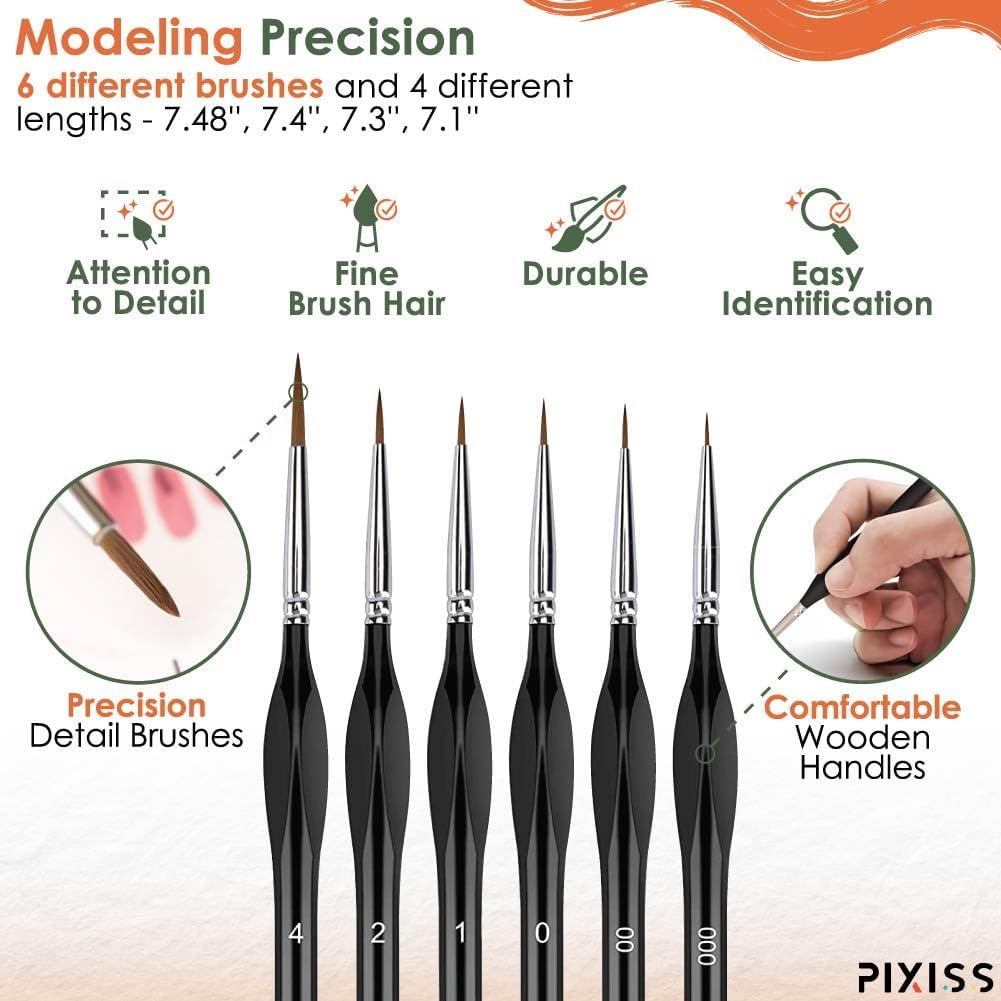 Testors Enamel Model Paint Sets and 6 Paint Brushes - Camo Paints for Professional Results in Painting Plastic Models and Miniatures - Small Brushes for Canvas Painting and Crafts