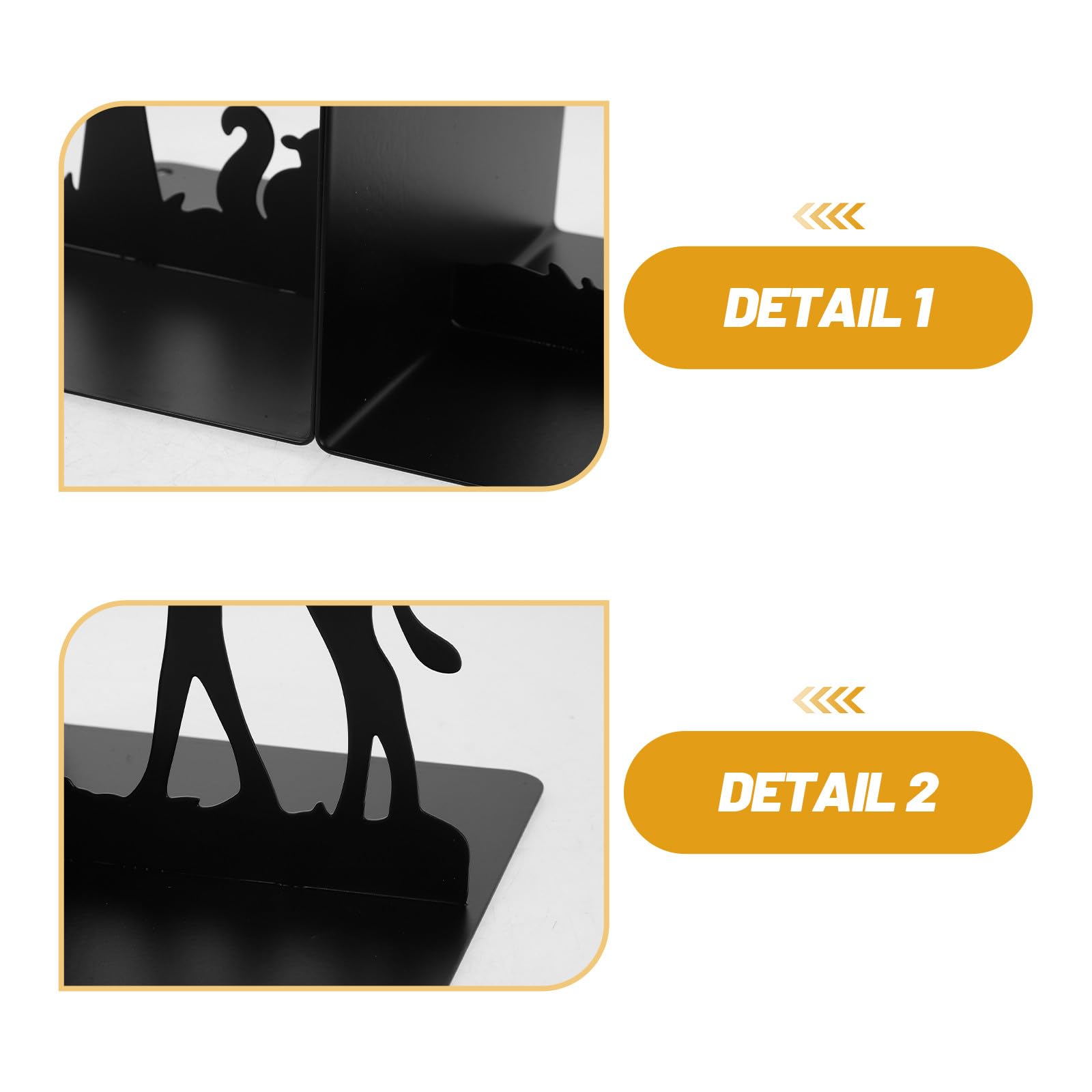 Cabilock 1 set di fermalibri decorativi in ​​metallo per scaffali - Libreria da scrivania con silhouette di giraffa e scoiattolo per casa e ufficio