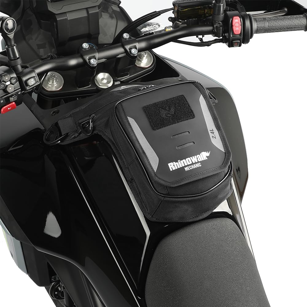 Rhinowalk Borsa per serbatoio del carburante per moto, magnetica e cinghia, con tasca per cellulare, borsa da coscia, marsupio da gamba, zaino da 2,4 l, accessori per moto