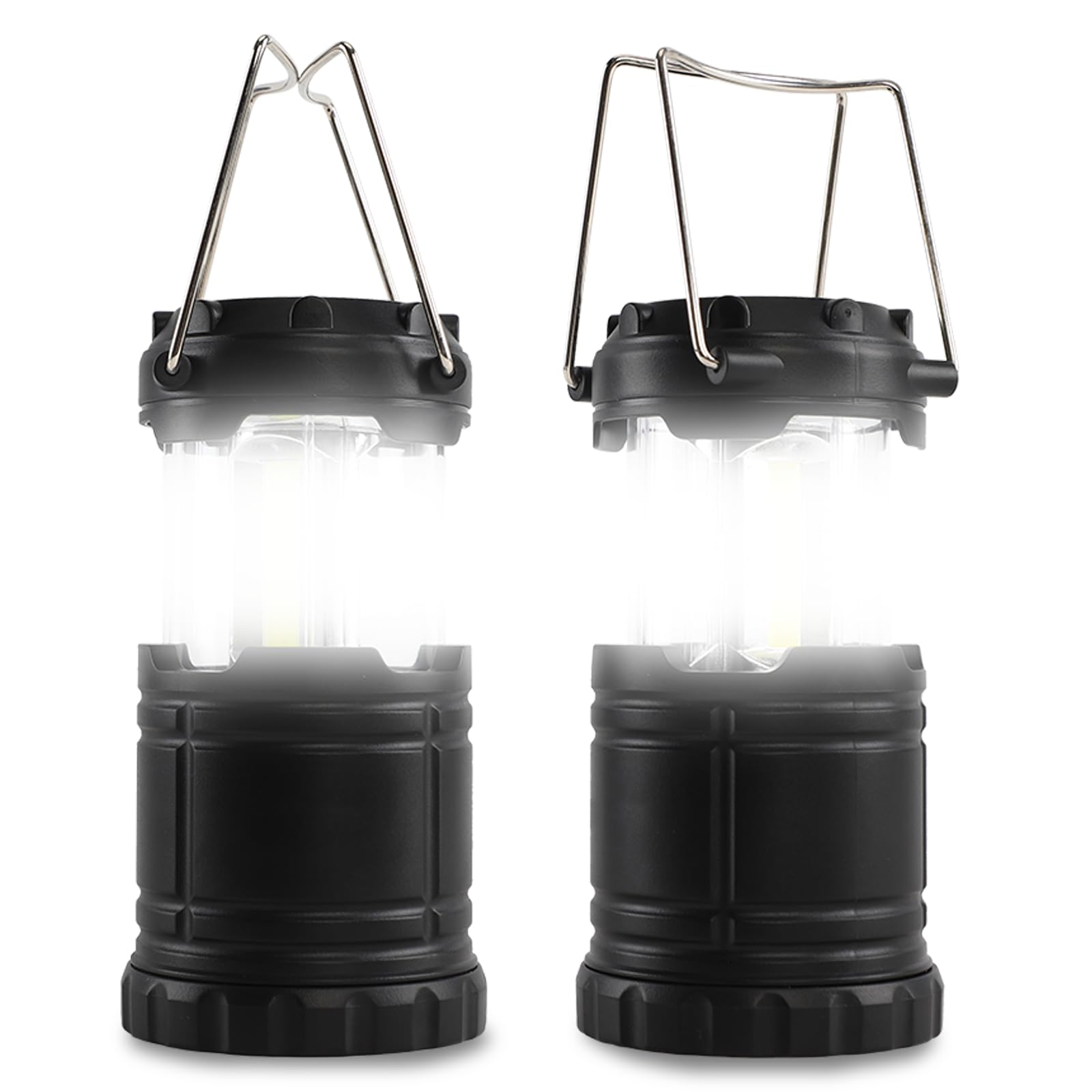 U+U 2 Pack Camping Lanterns, Portable Camping Lights Battery Powered, Collapsible Camping Lanterns, Camping Lamp for Outdoor Emergency Tent, Black