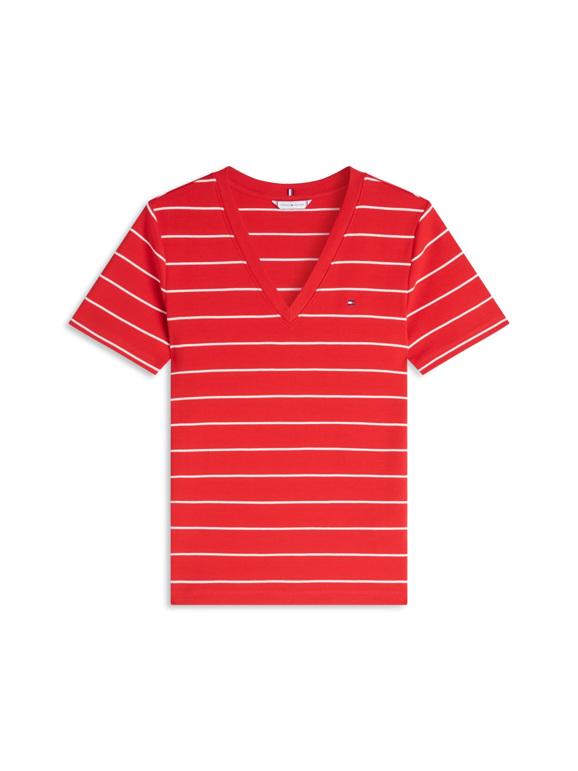 Tommy Hilfiger Women's Slim Cody V-Nk Ss Ww0Ww40584, RED, L