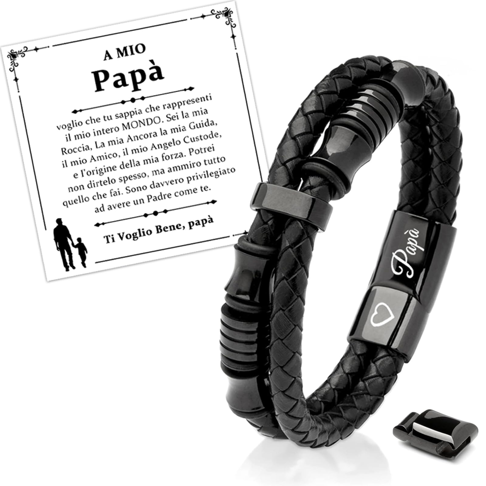 CheersLife Bracciale Uomo Pelle Ti Amo Per Sempre Braccialetto Uomo Al Mio Uomo Regalo Per Fidanzato Regalo Anniversario Per Lui Bracciale Cuoio Uomo Regali Marito Regalo Uomo Compleanno(FR