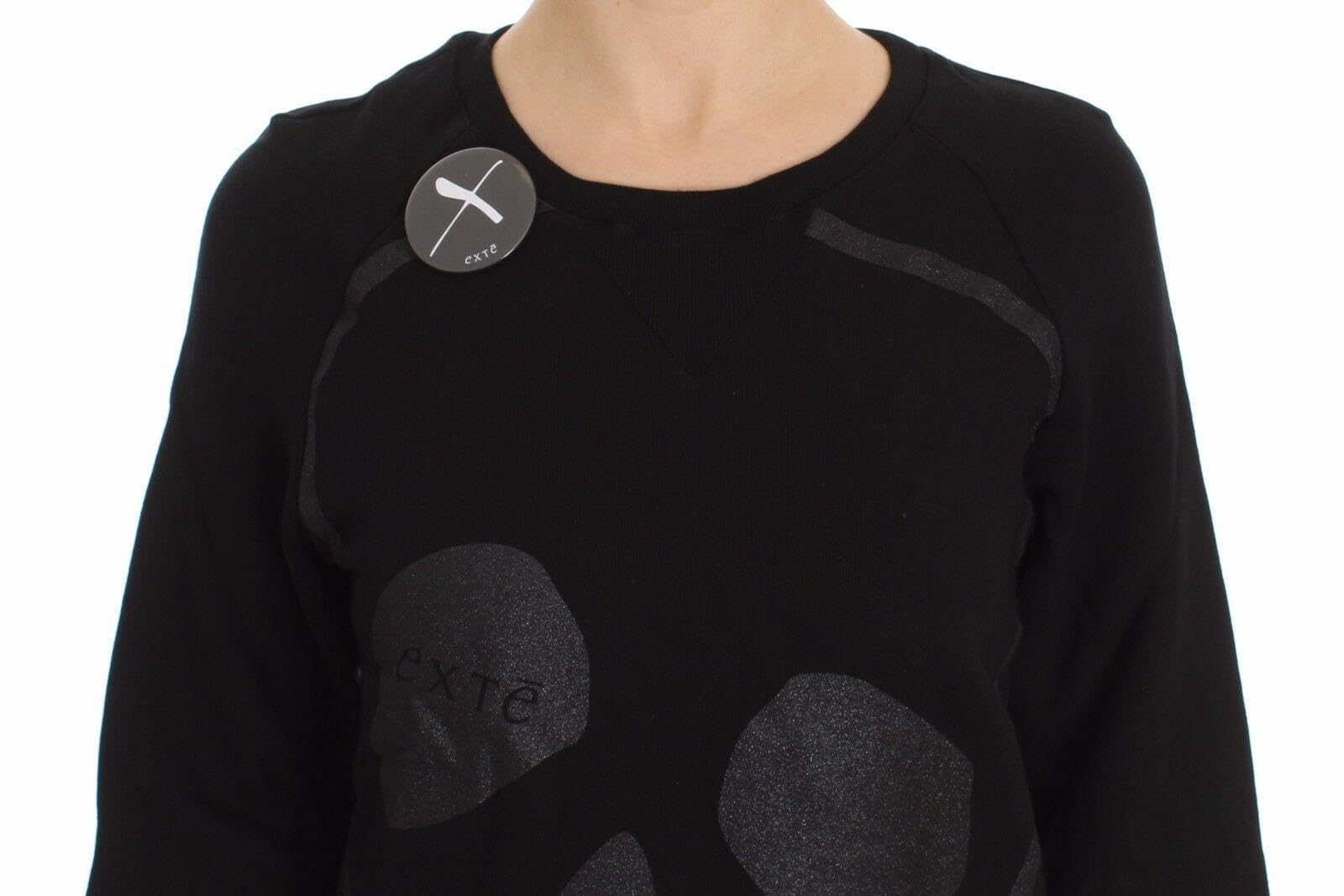 Exte - BEST SELLERS - Black Cotton Motive Print Crewneck Pullover Sweater - IT40|S
