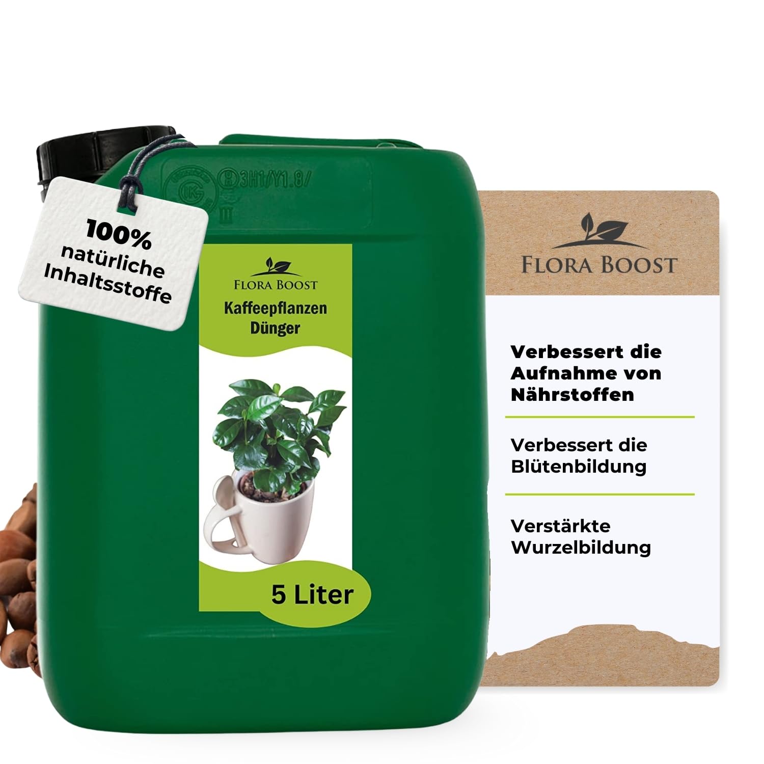 Konfitee Kaffee Pflanzen Dünger Flora Boost 5000ml I Für bis zu 1000L Gießwasser I Dünger für Kaffeesträucher I Flüssiger Blatt- & Wurzeldünger I 100% natürlicher Pflanzendünger