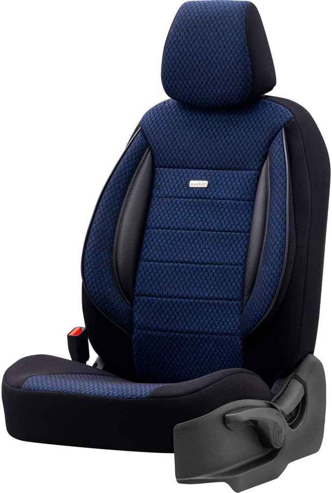 otoM Universal Textile Seat Cover 'SelectedFit Sports' Black/Blue - 11-Piece - Suitable for Side Airbags