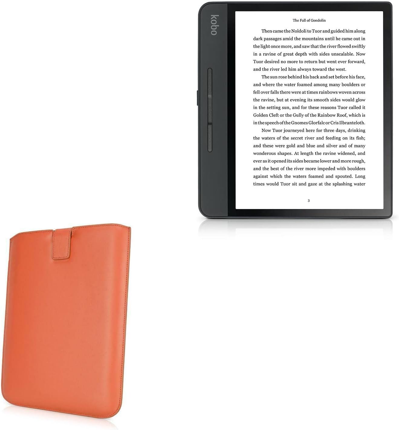 BoxWave Case Compatible with Kobo Forma - Designio Leather Pouch, Padded Genuine Leather Pocket Sleeve Pouch for Kobo Forma, Kobo Forma, Sage - Bold Orange