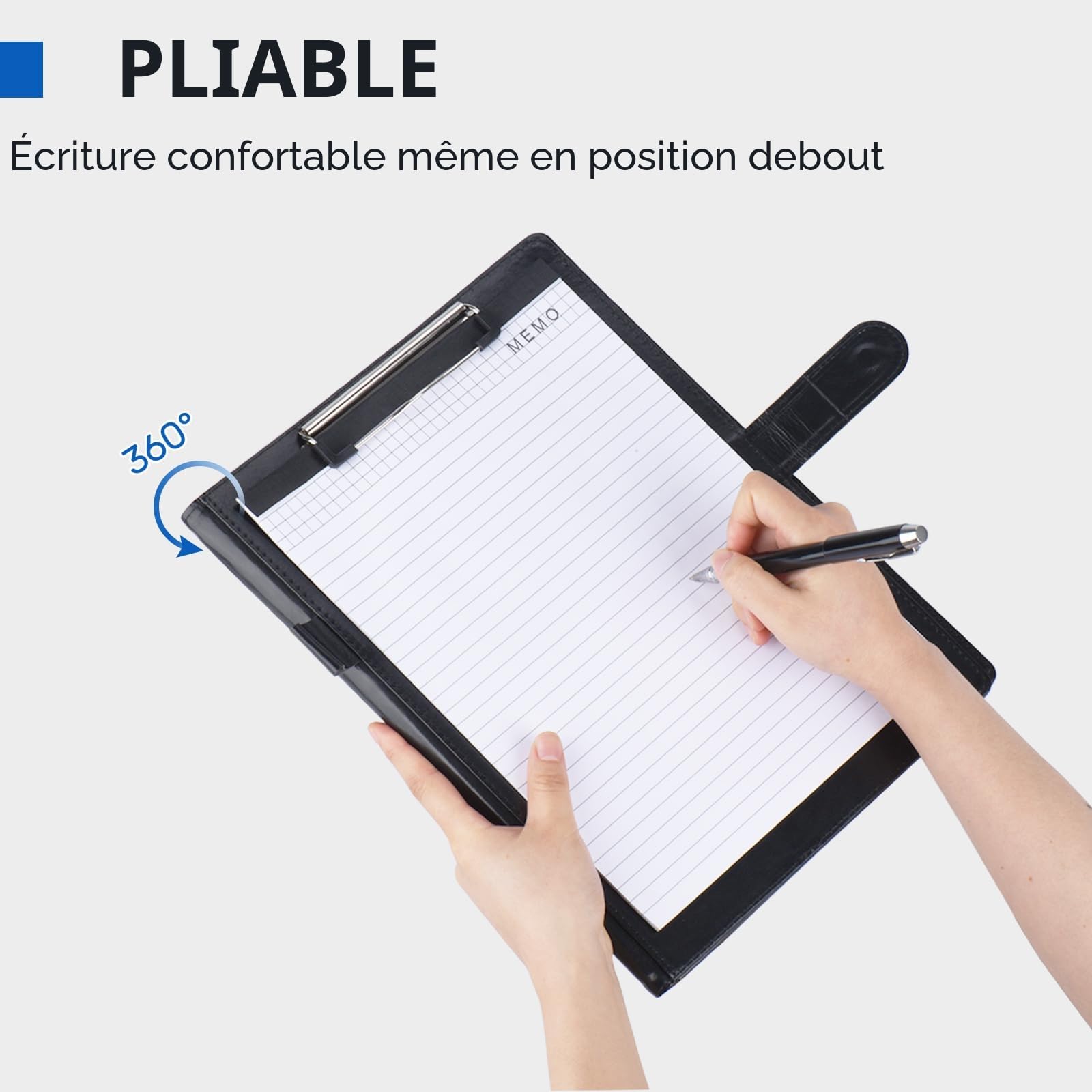 Porte Documents A4, Porte bloc A4 à rabat avec pince pour tenir les documents, Range Documents, Trieur Organiseur Portfolio Planchettes Porte-formulaires