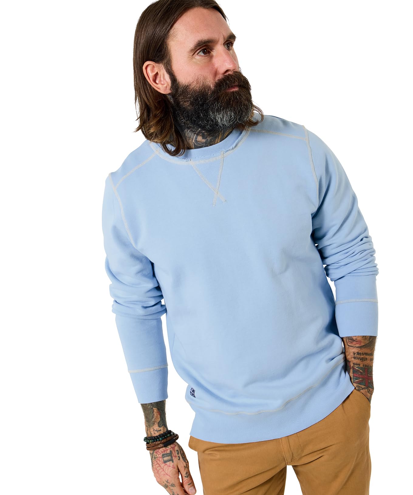 Joe Browns Men's Raw Edge Crew Neck Top, Regular, Blue, UK S