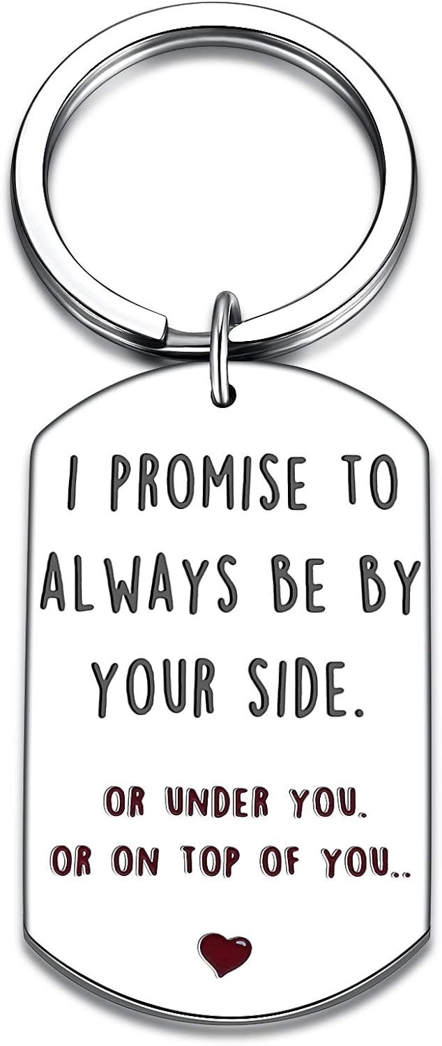 MIXJOY Small Naughty Anniversary Keychain, Funny Rude Birthday Valentine's Key Ring for Husband Boyfriend Fiance Men Gifts