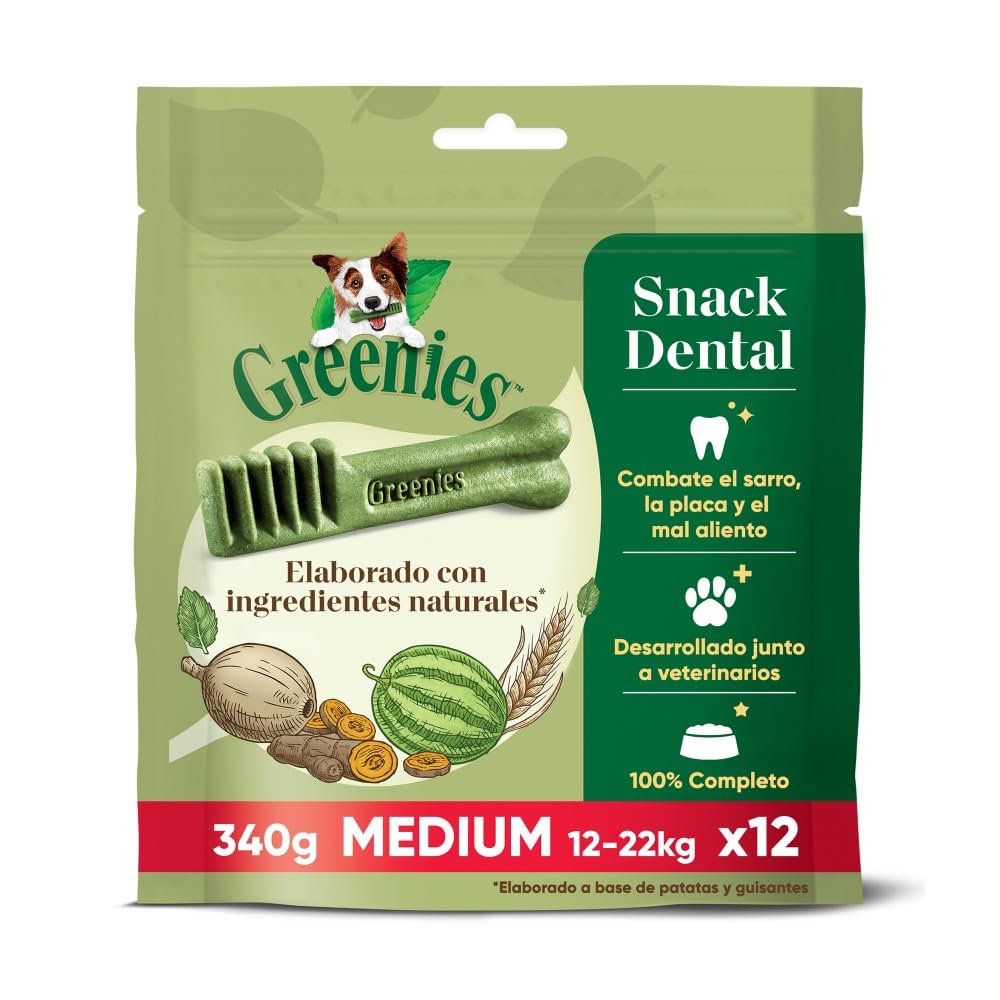 Greenies Snack Dental 100% Natural para Perros Medianos 6x340g