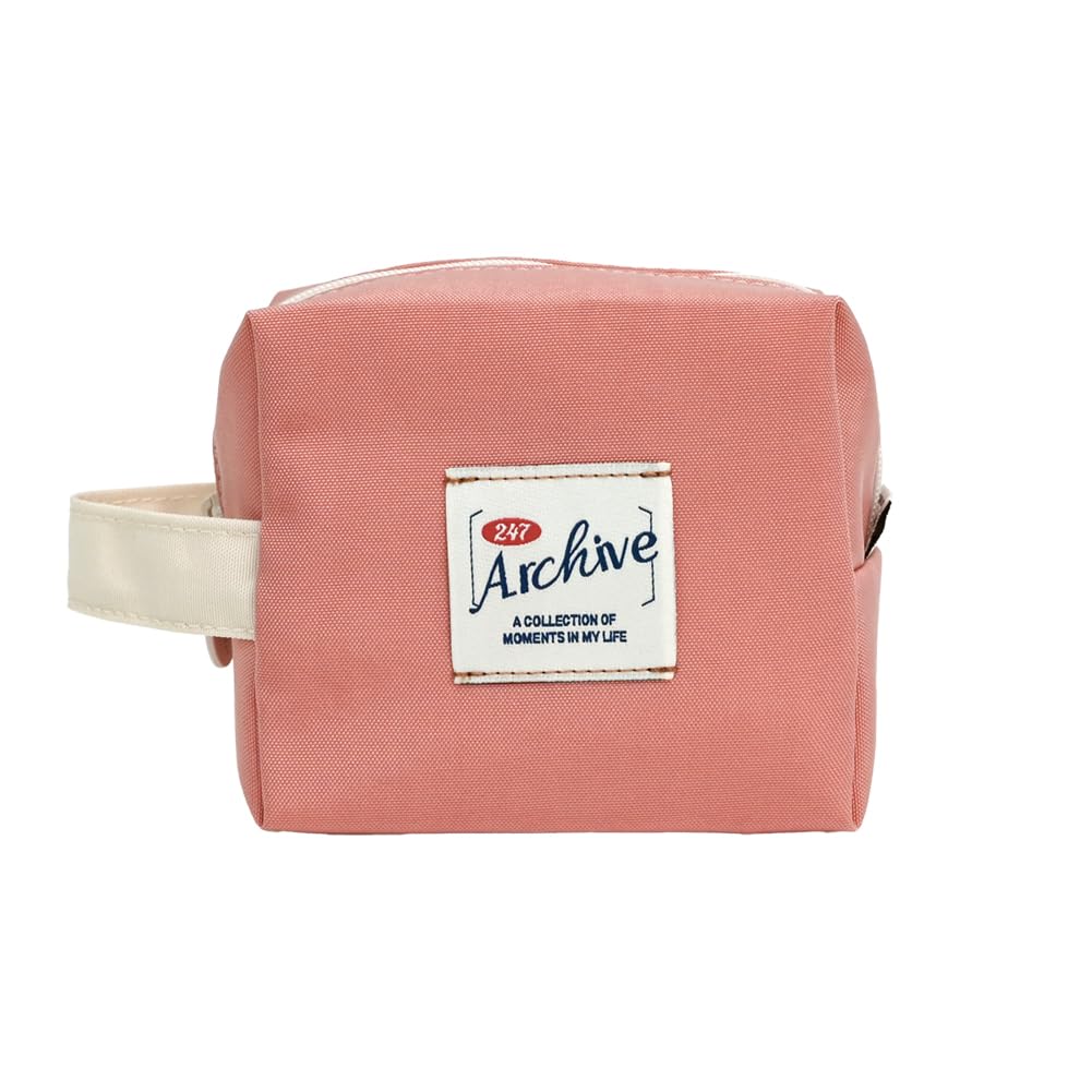 Monolike Archive Cube Mini Pouch, Indie Pink - Makeup Bag, Cosmetic Bag, Travel Bag, Toiletry Bag, Organizer, Storage Bag