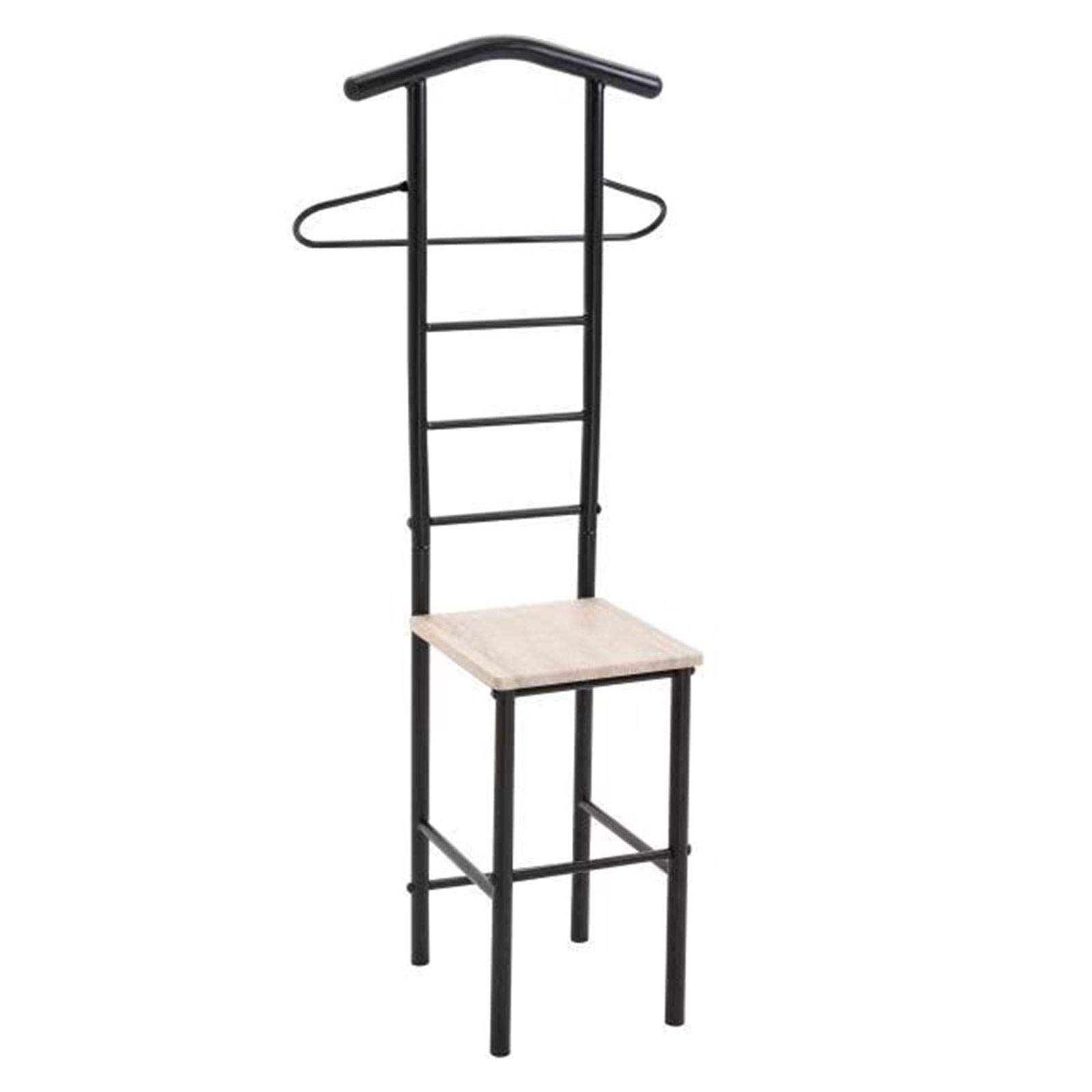 CARO-Möbel Herrendiener JIVO Stummer Diener Kleiderständer, Metallgestell schwarz und Ablage in Sonoma Eiche, 121 cm, Garderobe mit Hosenbügel