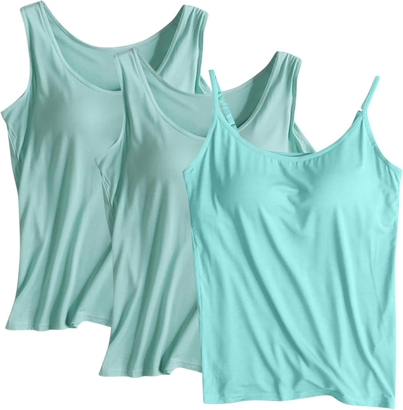 3Pack Tank Top with Built in Bra for Womens Loose Comfy Yoga Workout Tops, 2025 Trendy Camisole Tops for Women Vest