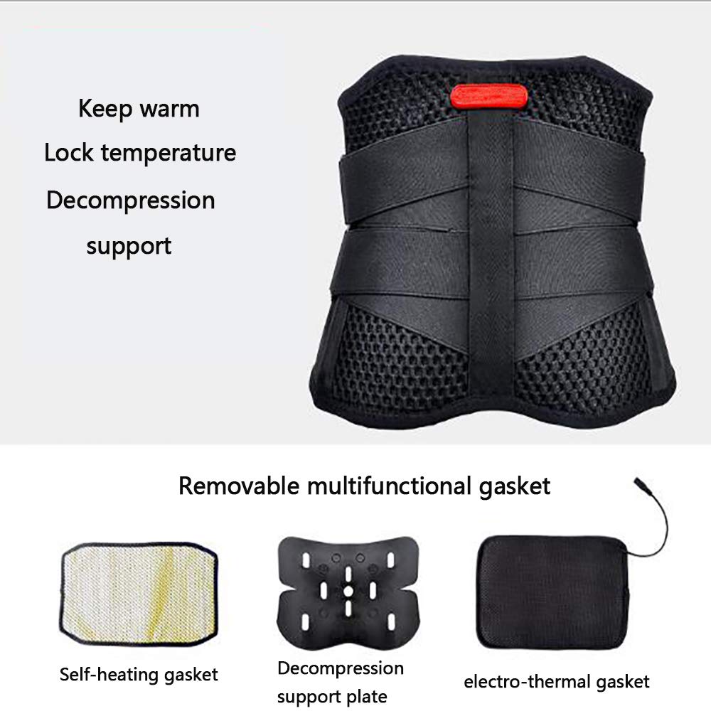 Faja Lumbar Fitness, cinturón de Cintura con calefacción eléctrica, para Hernia de Disco, ciática, escoliosis, estenosis espinal, con Almohadilla Lumbar extraíble,L