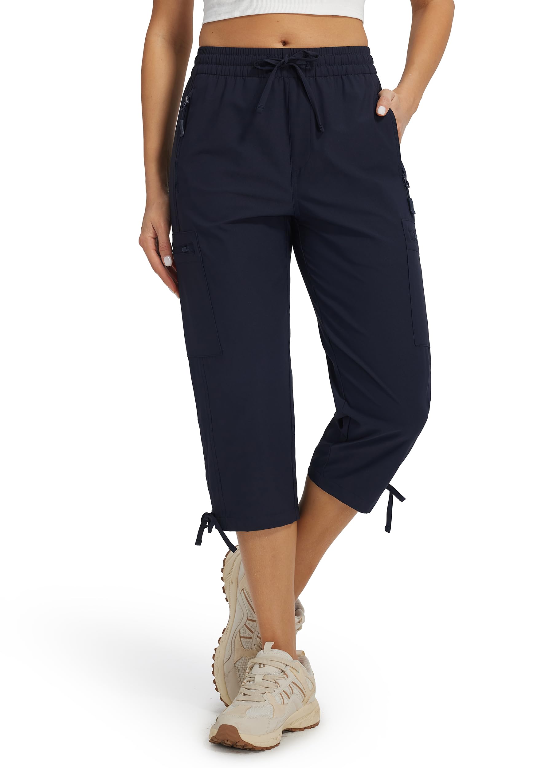Women's Hiking Capri Pants Quick Dry Cargo Pockets Pants Lightweight Cropped Summer Pant for Travel Casual