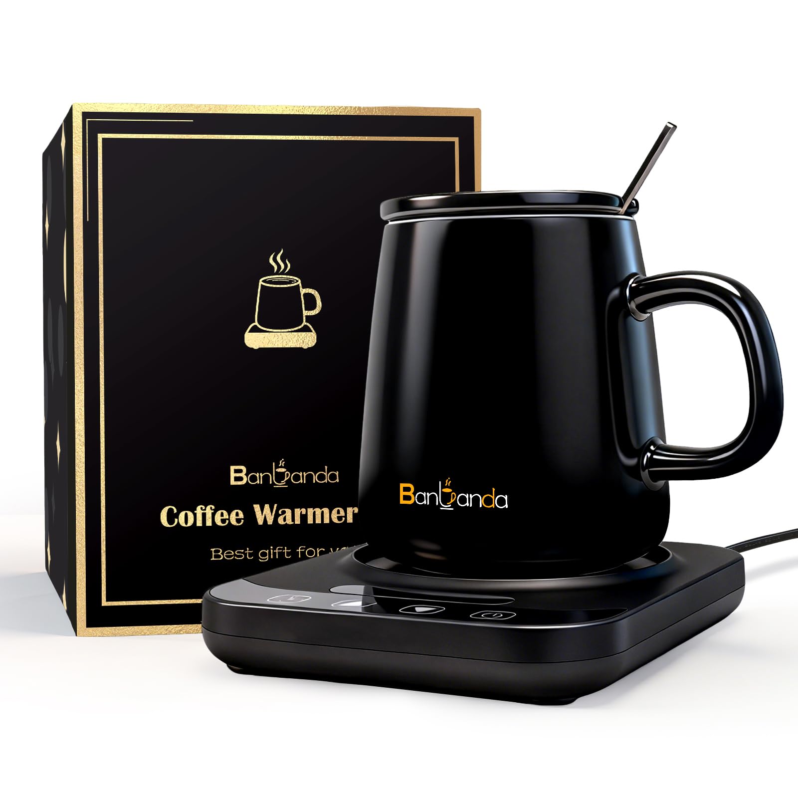 Coffee Mug Warmer Set, 12 Mode Timer &amp; 36W Coffee Cup Warmer for Desk Auto Shut Off, 9 Mode Temperature, Best Gift for Women Men Coffee Lover, 14oz