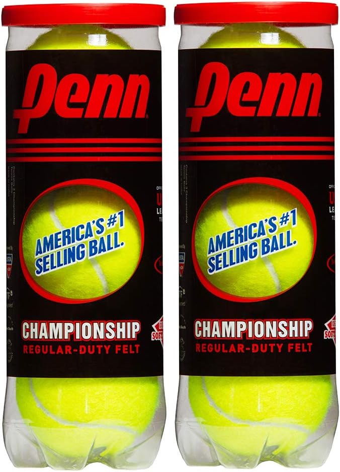 Penn Championship Tennis Balls - Regular Duty Felt Compression Tennis Balls - 2 Cans, 6 Balls