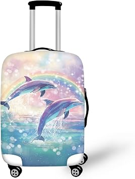 Suitcase Cover Dolphin Luggage Cover Spandex X-Large Size Stretch Suitcase Protector Baggage Travel Suitcase Protector for Women Girls Fit Wheeled Suitcase,Normal Luggage,Hard Sided Luggage