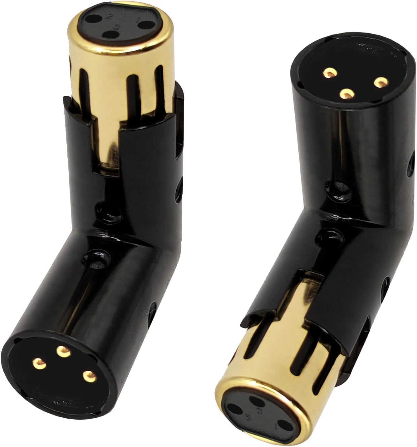 Adaptador XLR Macho a Hembra de 90 Grados Ajustable 3 Pines 2 Unidades
