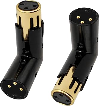 XLR Male to Female Right Angle Adapter Adjustable 3-PIN XLR 90 Degree Connector for Audio Cables PA Systems