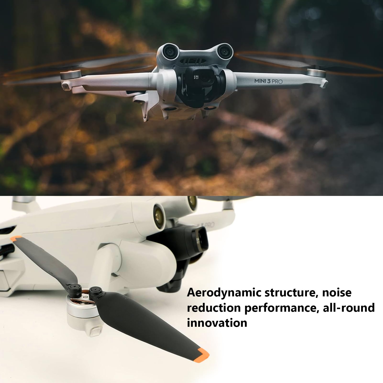 Bocguy 16 Pcs Drone Mini 3/4 Pro Hélices, Drones Hélices für para 3/4 Pro Accesorios Reemplazo con 24 Tornillos & 2 Destornillador, Bajo Ruido & Estable (Naranja)