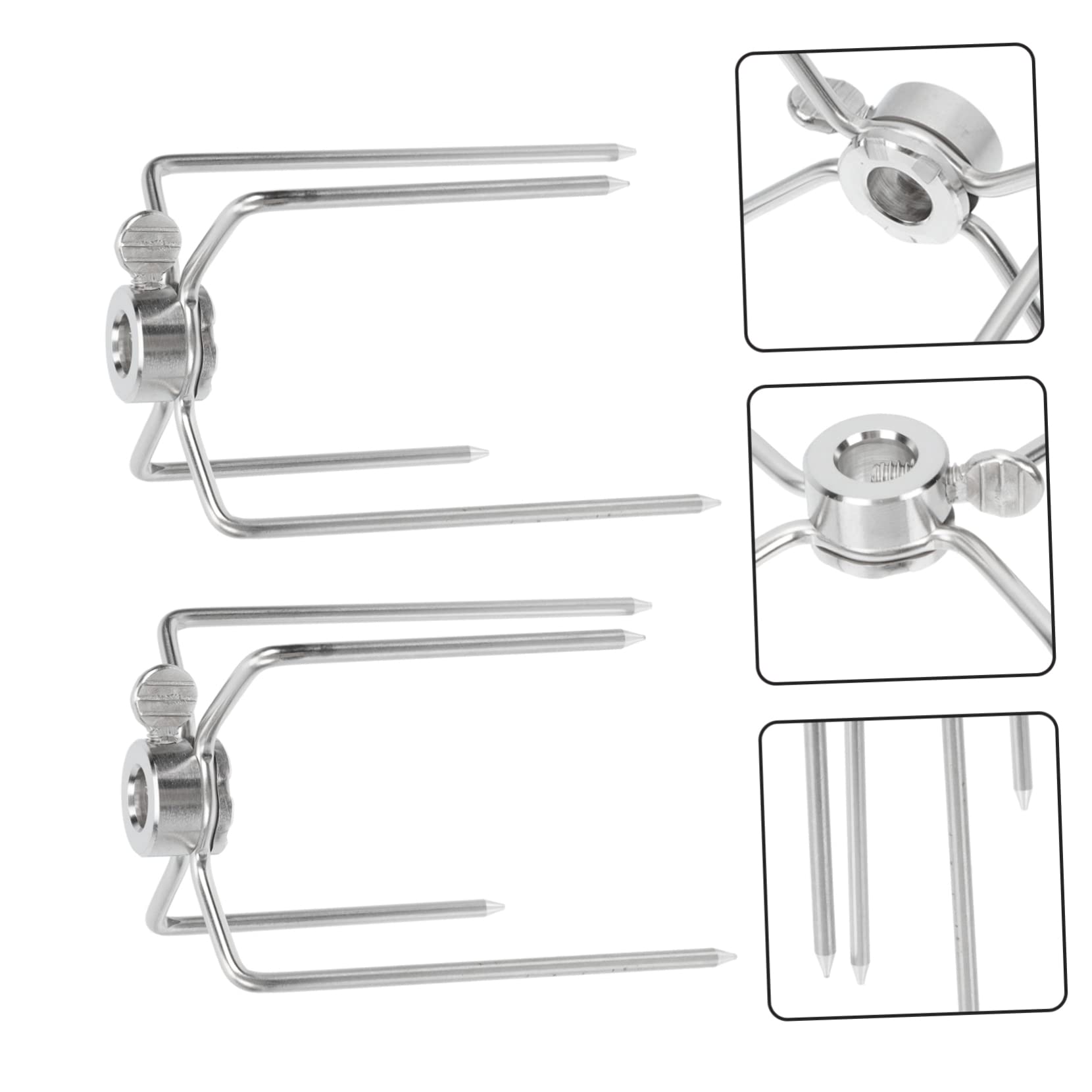 2 Stück Professionelle Edelstahl Grillgabeln für Brathähnchen mit Verdicktem Material und Praktischer Anwendung für Elektrische Drehspieße Beim Grillen