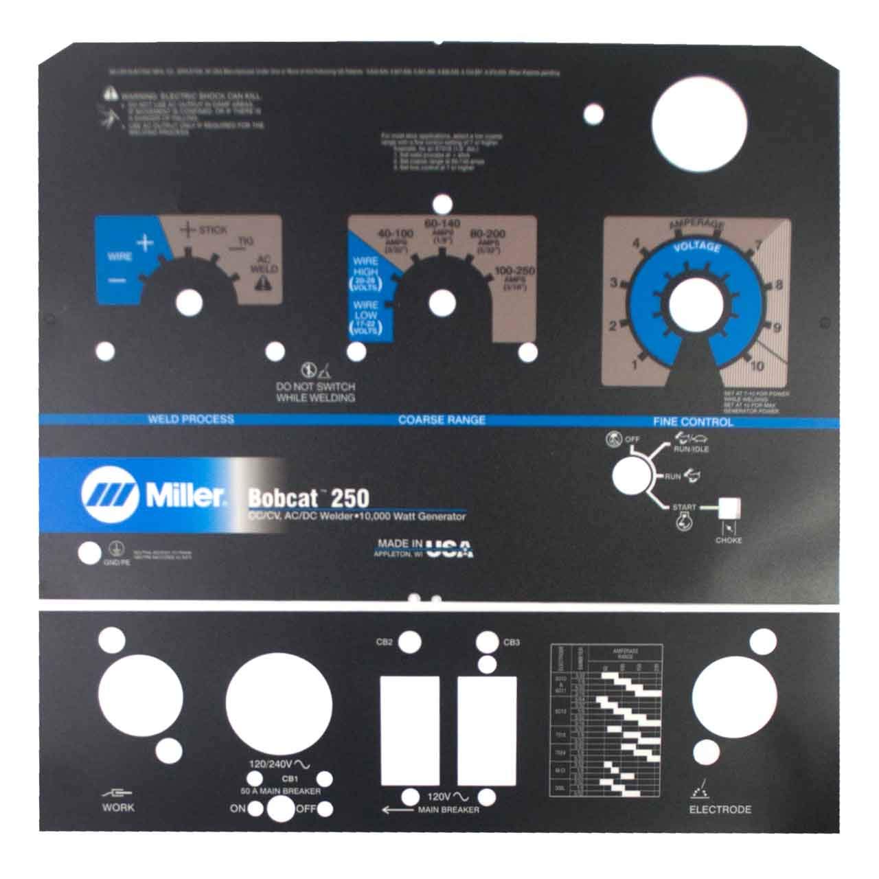 Miller 221555 Label, Nameplate Bobcat 250