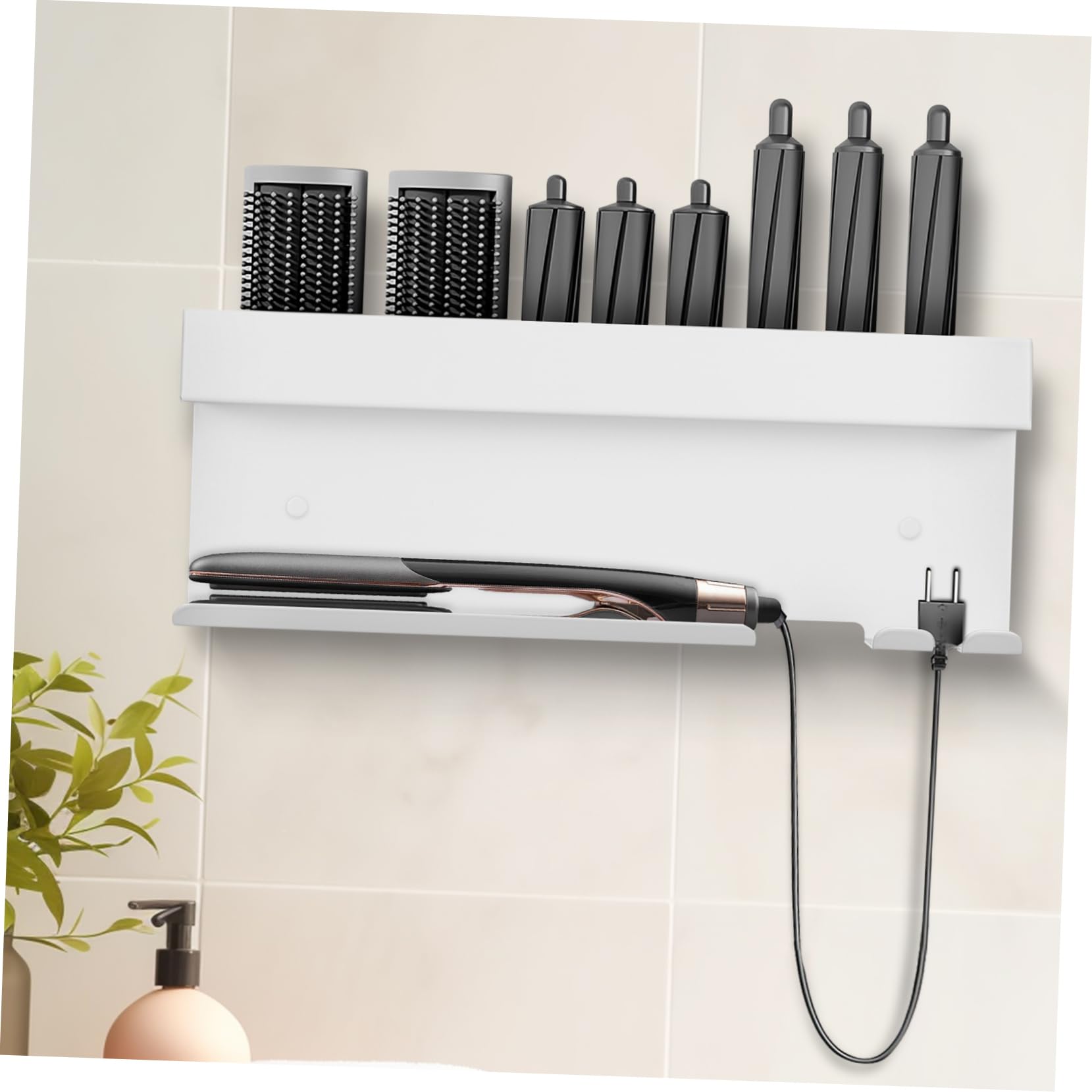 ERINGOGO soporte para secador de pelo estante para hierro para el cabello soporte para plancha de pelo organizador de almacenamiento de secador de pelo material de aluminio