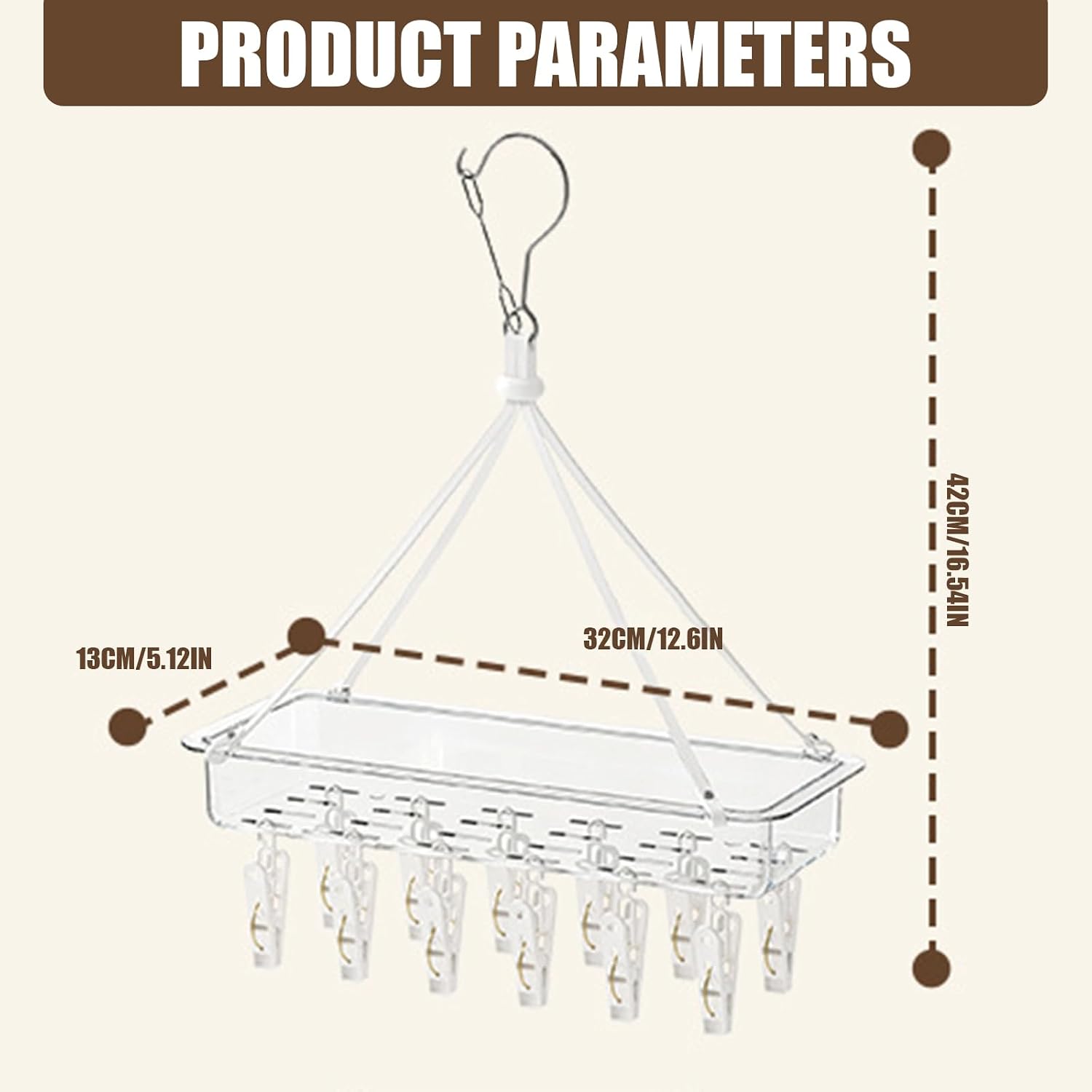 Multiple Clip Underwear Dryer with Reinforced Locking Systems for Socks and Bras with Strong Grip Underwear Clip