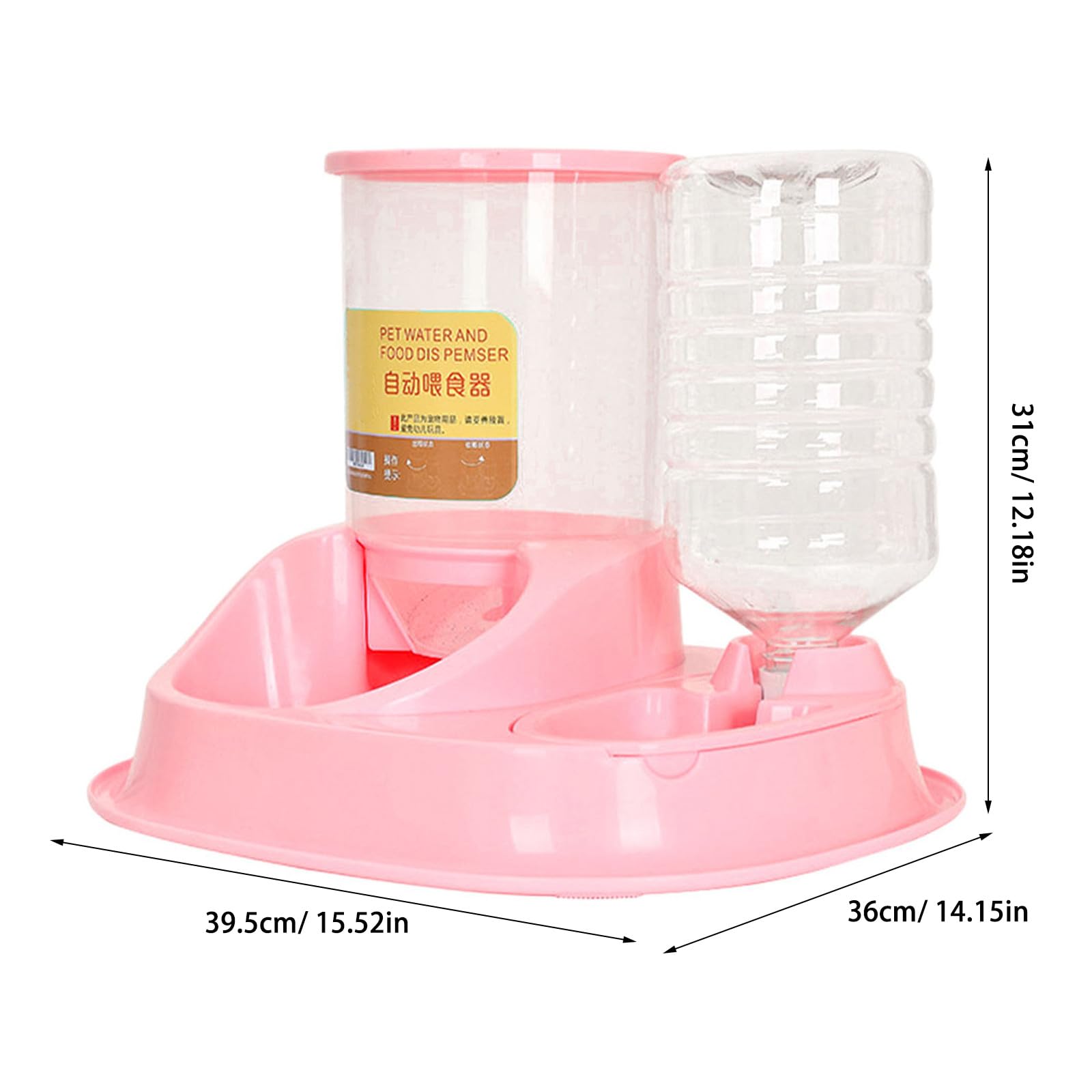 2.5l/4l Rose Distributeur Automatique d'eau et Croquettes | Plastique, Nettoyage Facile, Limite le Mouillage des Poils, Usage Quotidien