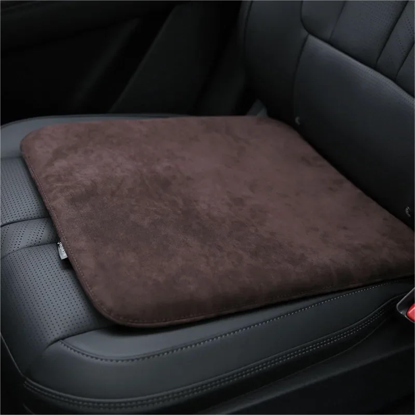 Car Pillow Driving Seat Cuscino per sedile auto in pelle scamosciata, ventilazione, quattro stagioni, cuscino universale per ufficio, aumento dell'altezza del sedile posteriore(Brown)